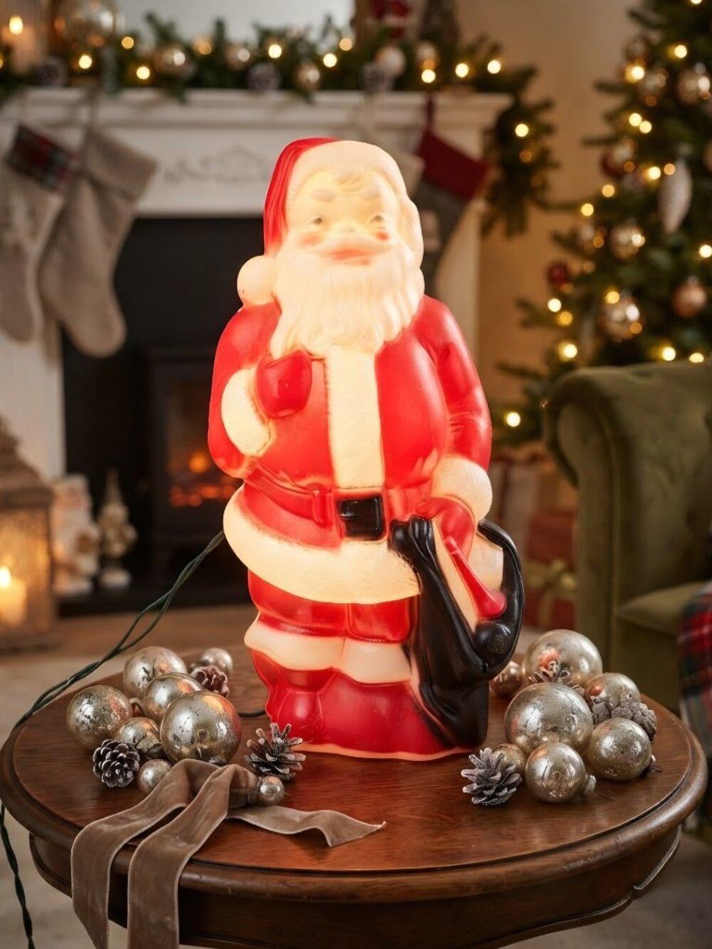 Vintage 1968 Empire Plastic Santa Blow Mold Light Up